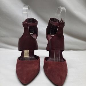 Steve Madden Panya Suede Wine Pointy toe ankle strap Stiletto heel 7